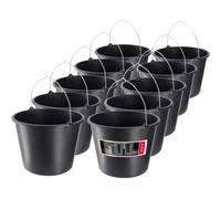 KADAX Seaux de construction 12 L en plastique noir robustes – Lot de 10