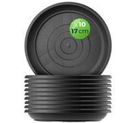 KADAX Lot de 10 soucoupes rondes, diamètre : 17 cm, en plastique, pour l'intérieur et l'extérieur, accessoires pour pots de fleurs et pots de plantes, anthracite