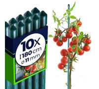 KADAX Lot de 10 Tuteurs Tomate et Plantes - Acier Plastifié 180 cm × Ø 11 mm - Tuteur Jardin Potager pour Grandes Tomates, Haricots, Concombres et Plantes Grimpantes, Résistants aux Intempéries