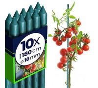 KADAX Lot de 10 Tuteurs Tomate et Plantes - Acier Plastifié 180 cm × Ø 16 mm - Tuteur Jardin Potager pour Grandes Tomates, Haricots, Concombres et Plantes Grimpantes, Résistants aux Intempéries
