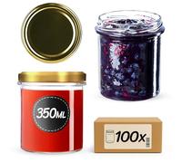 KADAX Lot de 100 bocaux en Verre 350ml Ø82 à Pois Rouges - Couvercle Twist-Off hermétique TO82 - pour confitures, conserves, cornichons, Miel & Fermentation