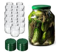 KADAX Lot de 12 bocaux de 2,5 l avec couvercle à visser TO100 pour concombres, kombucha, kimchi | bocaux de conservation à large ouverture pour insertion, fermentation, bocal à conserve, bocal à