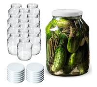 KADAX Lot de 12 bocaux de conservation, ronds, avec couvercle blanc, 2,5 l, diamètre : 100 mm