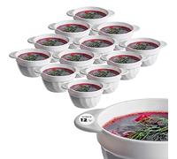 KADAX Lot de 12 Bols à Soupe, 650 ML Bols à Soupe en Verre renforcé, 18,5x14x8cm Bols à Soupe avec Doubles poignées, terrine à Soupe pour soupes, crèmes, bouillons (650ml /)