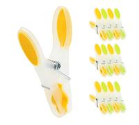 KADAX Lot de 12 pinces à linge, en plastique robuste, pinces à chaussettes colorées, résistantes au vent pour l'intérieur et l'extérieur (jaune/vert)