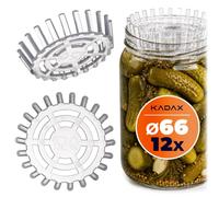 KADAX Lot de 12 poids de fermentation - 66 mm - Avec filet pour bocaux TO66 - Insert de fermentation en plastique pour choucroute, kimchi et concombres - Qualité alimentaire