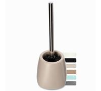 KADAX Lot de 12 Toilet Brush with Holder, Brush with Long Steel Handle and Stiff Bristles, Bathroom Brush with Ceramic Holder in Several Colours (Beige)