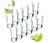 KADAX Lot de 12 verres à shot classiques en verre transparent sans plomb - Passe au lave-vaisselle - 25 ml - Pour vodka, liqueurs et tequila