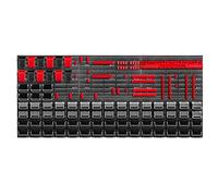 KADAX Lot de 121 Grande étagère murale à outils, système de stockage 174 x 78 cm, en plastique robuste, système modulaire résistant aux UV, plaques murales extensibles, étagère (rouge et noir)