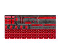 KADAX Lot de 130 Grande étagère murale à outils, système de stockage 174 x 78 cm, en plastique robuste, système modulaire résistant aux UV, plaques murales extensibles, étagère d'atelier (rouge)