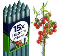 KADAX Lot de 15 Tuteurs Tomate et Plantes - Acier Plastifié 180 cm × Ø 16 mm - Tuteur Jardin Potager pour Grandes Tomates, Haricots, Concombres et Plantes Grimpantes, Résistants aux Intempéries