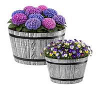 KADAX Lot de 2 - Ø30, 40 cm - Pot de Fleurs en Plastique pour intérieur et extérieur (Gris Clair)