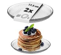 KADAX Lot de 2 assiettes en verre de 17,5 cm, Assiette ronde en verre transparent, assiette de service en verre, idéale comme assiette à gâteau, assiette à dessert, assiette à repas ou assiette de