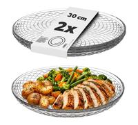 KADAX Lot de 2 assiettes en verre de 30 cm, assiettes rondes transparentes, grandes pour servir, idéales pour le dessert