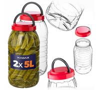 KADAX Lot de 2 bocaux de conservation en plastique de 5 l avec couvercle - Grand récipient en plastique