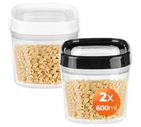 KADAX Lot de 2 bocaux en Verre 600ml Ø82 :, Blanc et Noir - Couvercle à vis Twist-Off hermétique, pour conserves, cornichons, Fermentation et Mise en Conserve
