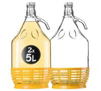 KADAX Lot de 2 bonbonne en Verre 5L - Ballons de Fermentation pour vin, bière & cidre