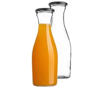 KADAX Lot de 2 bouteilles en verre 1L avec bouchon à vis - bouteilles de lait vides à remplir pour jus, smoothies, lait et sirop, conservation alimentaire