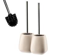 KADAX Lot de 2 Brosse et récipient WC, brosse toilette en céramique longue poignée, 12 x 36 cm, série Pastello (beige)