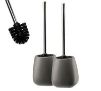 KADAX Lot de 2 Brosse WC avec Poignée Plus Longue et Récipient - en Céramique, 12 x 36 cm, pour Une Toilette Propre, Série Pastello (Anthracite)