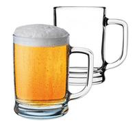 KADAX Lot de 2 chopes à bière de 0,5 l avec anse - Grande chope à bière en verre épais - Design classique