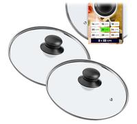 KADAX Lot de 2 couvercles en verre, Ø22 cm, résistants à la chaleur, avec poignée, pour casseroles et poêles, universellement compatibles