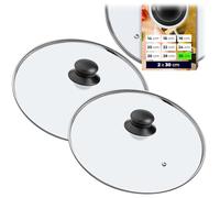 KADAX Lot de 2 couvercles en verre, couvercle de casserole Ø30 cm, résistant à la chaleur, avec poignée, universel pour casseroles et poêles, cuisson à vue pour une meilleure maîtrise lors de la
