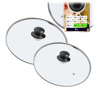 KADAX Lot de 2 couvercles en verre, diamètre 14-30 cm, couvercle résistant à la chaleur pour casserole, poêle, couvercle de poêle avec poignée en plastique, couvercle universel (28 + 30 cm)
