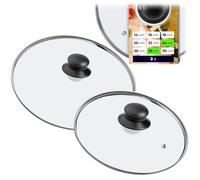 KADAX Lot de 2 couvercles en verre, diamètre 14-30 cm, couvercle résistant à la chaleur pour casserole, poêle, couvercle de poêle avec poignée en plastique, couvercle universel (24 + 28 cm)