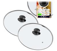 KADAX Lot de 2 couvercles en verre, diamètre : 26 cm, résistants à la chaleur, avec poignée, ajustement universel, pour casseroles et poêles, cuisson contrôlée et meilleure conservation de la chaleur