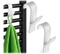 KADAX Lot de 2 crochets de radiateur pour sèche-serviettes de salle de bain, porte-serviettes pour radiateur de salle de bain (blanc)