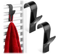 KADAX, crochets pour radiateurs sèche-serviettes, lot de 2, crochets pour radiateurs conçus pour suspendre les serviettes dans la salle de bain, crochets pour radiateurs (noirs)