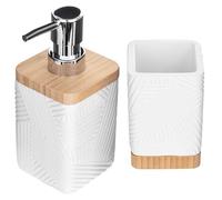 KADAX Lot de 2 Ensemble de 2 pour salle de bain, gobelet à dents et distributeur de liquide vaisselle, Gobelet décoratif pour brosses à dents, Distributeur de savon moderne pour liquide vaisselle (