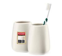 KADAX Lot de 2 Gobelet de salle de bain, gobelet à dents en céramique, gobelet de salle de bain, porte-brosse à dents, gobelet d’eau, mat (Crème)