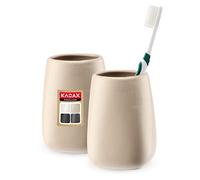 KADAX Lot de 2 Gobelet de salle de bain, gobelet pour dents en céramique, gobelet de salle de bain, porte-brosse à dents, gobelet à eau, mat (Beige)
