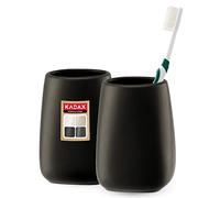 KADAX Lot de 2 Gobelet pour salle de bain, gobelet à dents en céramique, gobelet de salle de bain, porte-brosse à dents, gobelet à eau, mat (Noir)