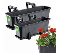 KADAX Lot de 2 jardinières, jardinières pour Balcon en Plastique pour Fleurs et Herbes - Pot de Balcon résistant - 1 x 40 cm + 1 x 60 cm, Anthracite