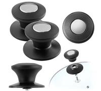 KADAX Lot de 2 Poignée de couvercle de casserole, bouton de couvercle résistant au feu en plastique et en acier inoxydable, poignée universelle pour couvercle de casserole, bouton de couvercle de c