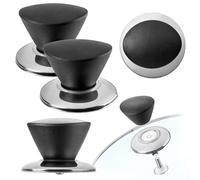 KADAX Lot de 2 Poignée de couvercle de casserole, bouton de couvercle résistant au feu en plastique et en acier inoxydable, poignée universelle pour couvercle de casserole, bouton de couvercle de c