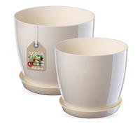 Ensemble de pot de fleurs KADAX avec dessous de plat, en plastique, 18 cm + 2...