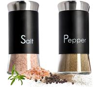 KADAX Lot de 2 Salt and Pepper Shakers 150 ml, Stainless Steel and Glass Spice Dispensers with Airtight Lids, Refillable Condiment Set for Kitchen (Black)