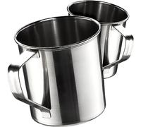 KADAX Lot de 2 tasses à café résistantes en acier inoxydable avec anse, incassables, tasses isothermes, pour café, thé, jus et eau (9 cm)