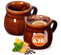 KADAX Lot de 2 tasses en céramique avec anse pour vin chaud, hydromel et thé, 250 ml, en céramique, faites à la main, tasse de Noël, tasse à vin chaud en argile