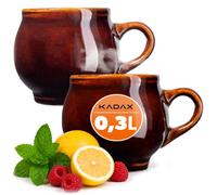 KADAX Lot de 2 tasses en céramique avec anse pour vin chaud, hydromel et thé, 300 ml, en céramique, faites à la main, tasse de Noël, tasse à vin chaud en argile