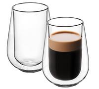 KADAX Lot de 2 Verres à double paroi, set, 250ml, verres thermiques en verre borosilicaté, verres à boire pour thé, café, thé glacé, verres à café, verres à thé à effet flottant (sans anse