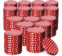 KADAX Lot de 200 couvercles à visser - Diamètre 82 mm - Métal - 6 dents d'encliquetage - Remplacement bocaux conserve - Rouge à pois