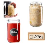 KADAX Lot de 24 bocaux de conservation de 720 ml avec couvercle à visser de 82 mm de diamètre - Pour la préparation et la conservation des repas - Bocaux hermétiques sans couvercle