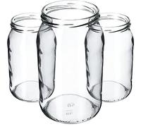 KADAX Lot de 24 bocaux de conservation en verre de 900 ml pour couvercle à visser, utilisable comme pot à confiture, bocal de conservation, sans couvercle, K5198