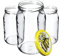 KADAX Lot de 24 grands bocaux en verre 900ml Ø82 - couvercle à vis hermétique, pour conserves, cornichons, légumes lacto-fermentés et confitures maison
