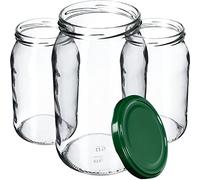 KADAX Lot de 24 grands bocaux en verre 900ml Ø82 - couvercle à vis hermétique, pour conserves, cornichons, légumes lacto-fermentés et confitures maison